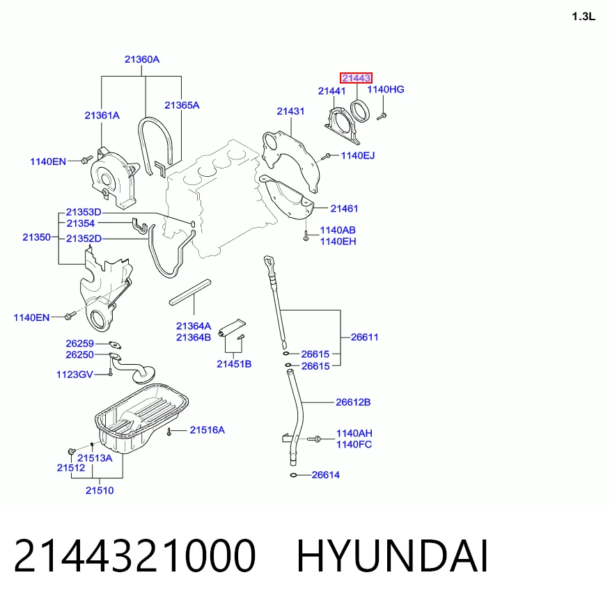 Сальник коленвала задний 2144321000 Korea (oem)