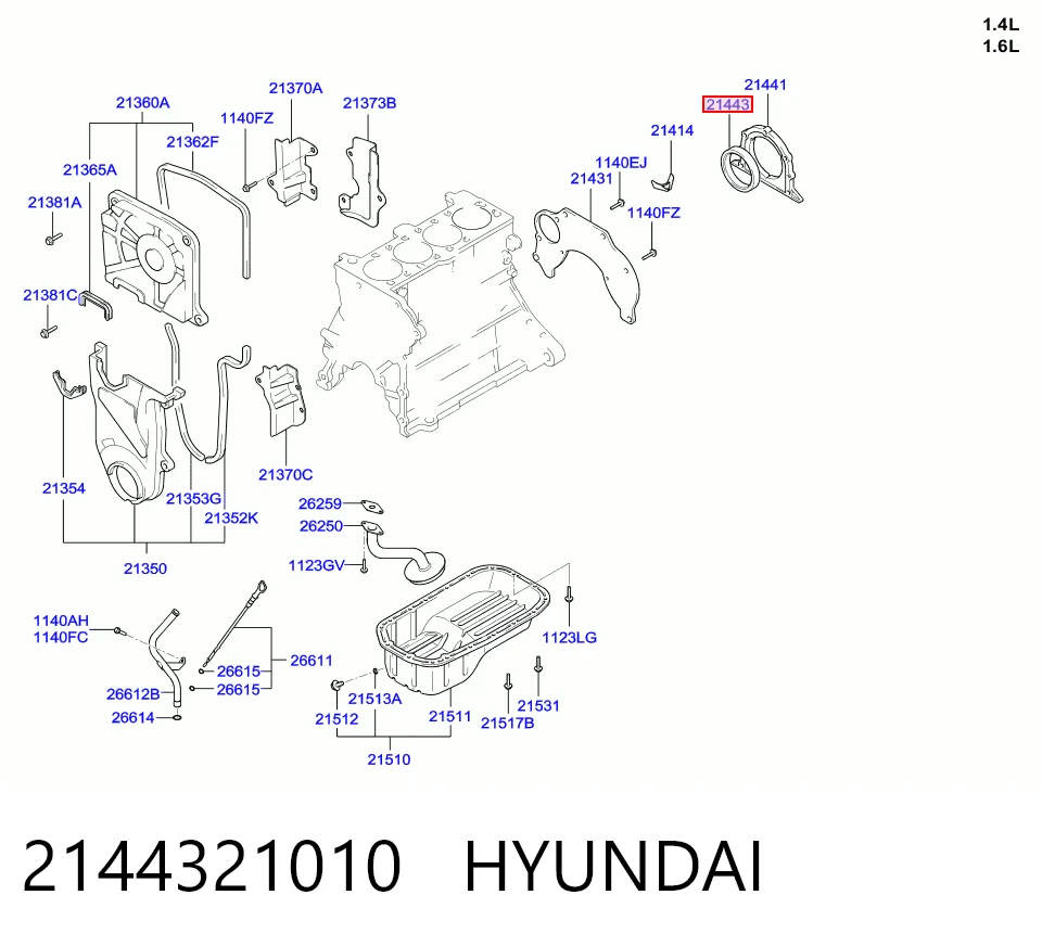 2144321010 Hyundai/Kia Сальник коленвала двигателя, задний