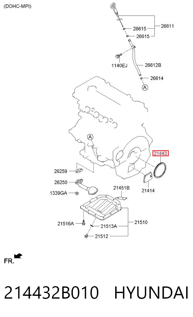 214432B010 Hyundai/Kia Сальник коленвала двигателя, задний
