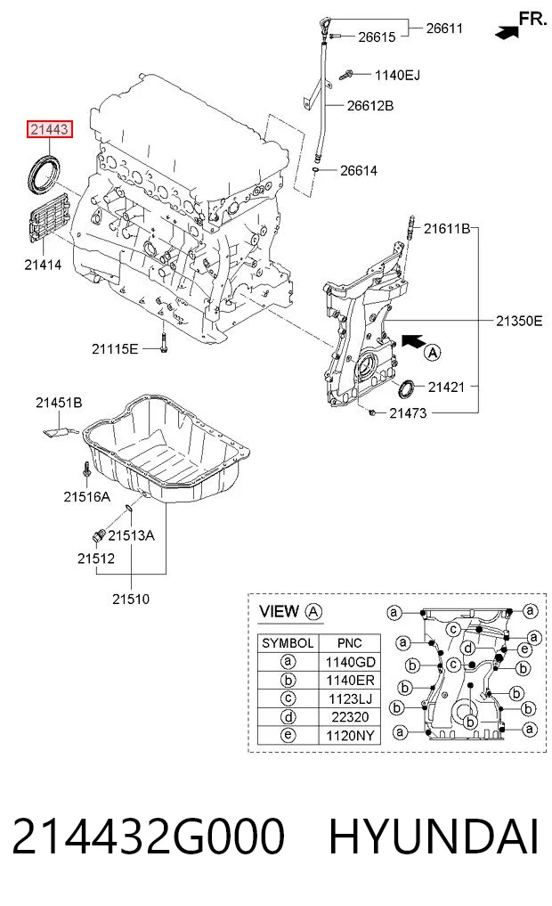214432G000 Hyundai/Kia Сальник коленвала двигателя, задний