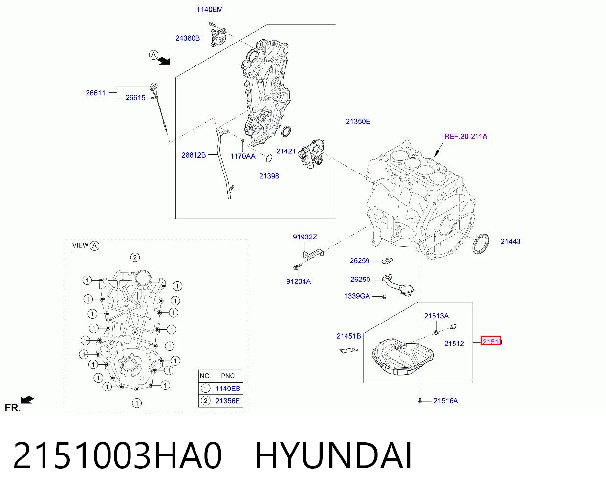 2151003HA0 Hyundai/Kia Картер масляный
