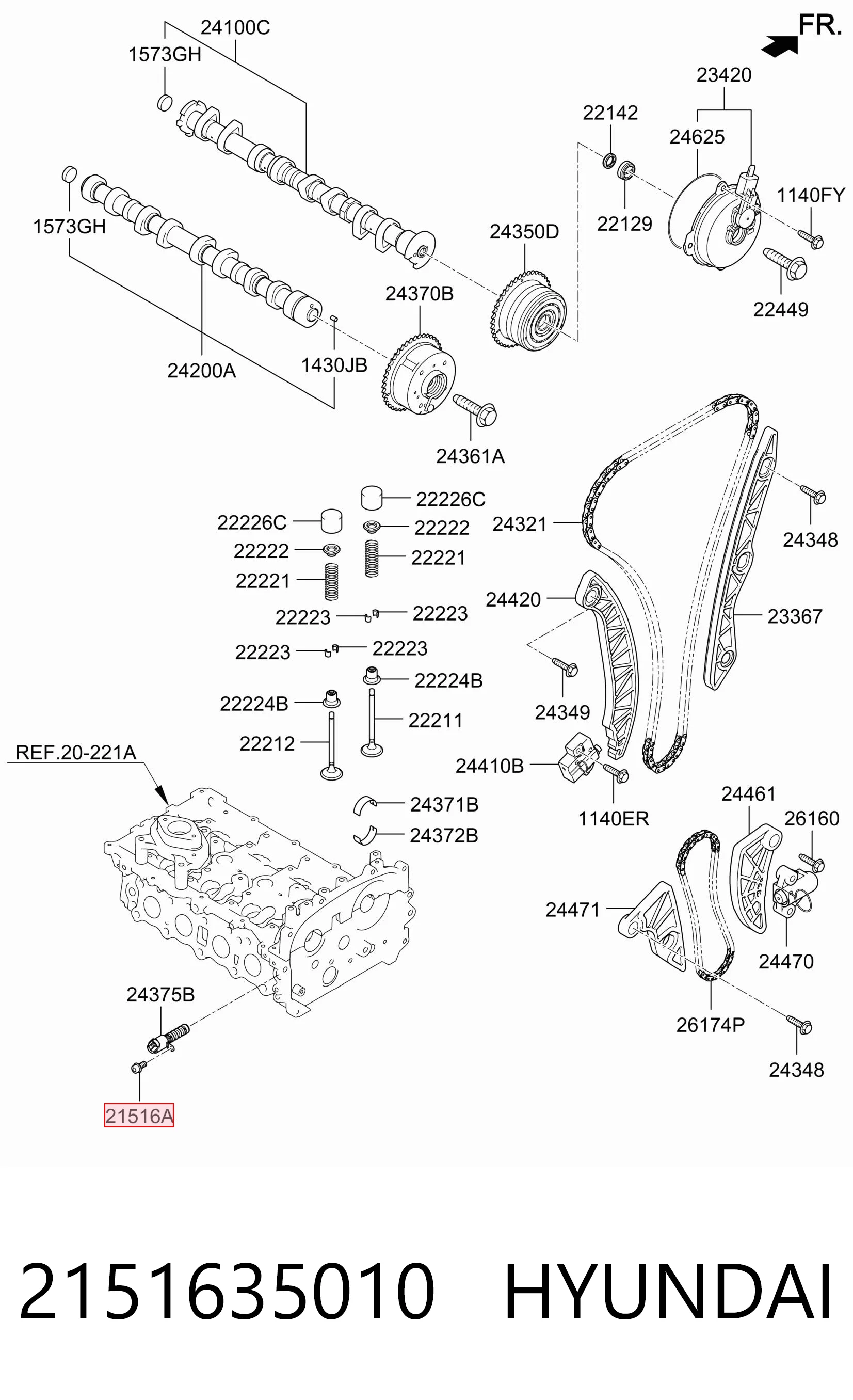 2151635010 Hyundai/Kia Болт (гайка) крепежа