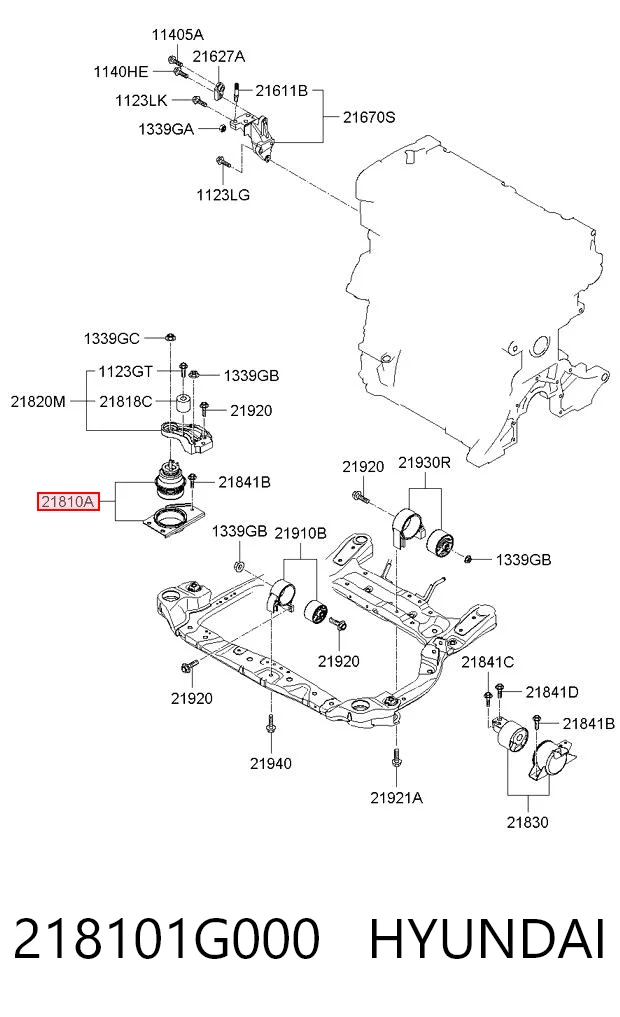 218101G000 Hyundai/Kia Правая подушка двигателя