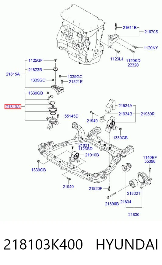 218103K400 Hyundai/Kia Правая подушка двигателя