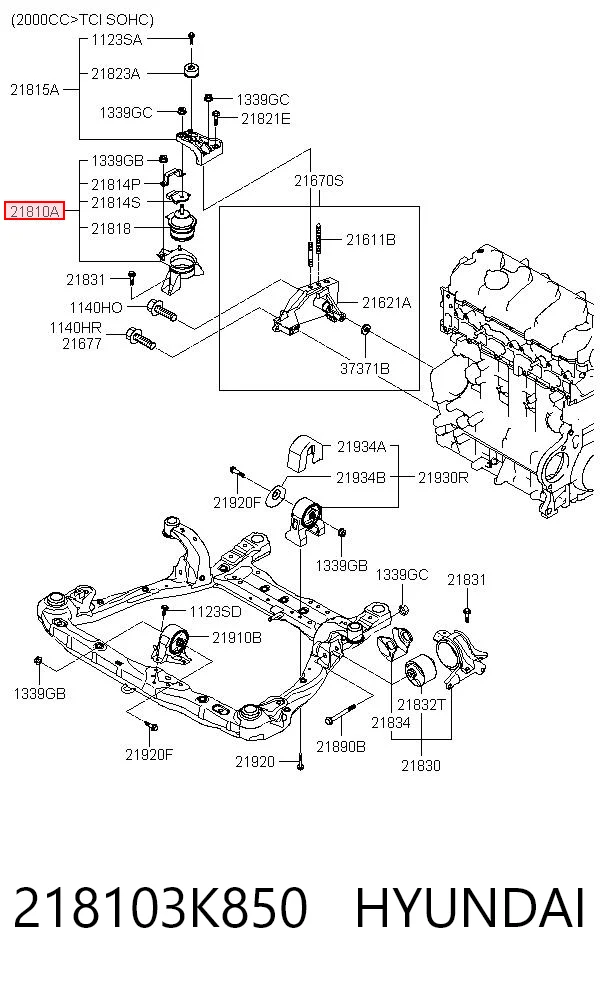 218103K850 Hyundai/Kia Подушка (опора) двигателя правая передняя