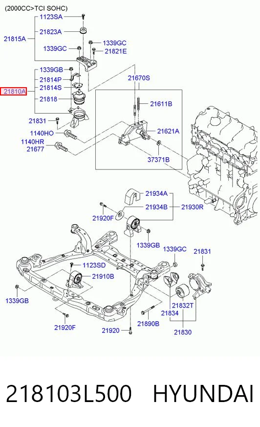 218103L500 Hyundai/Kia Подушка (опора) двигателя правая передняя