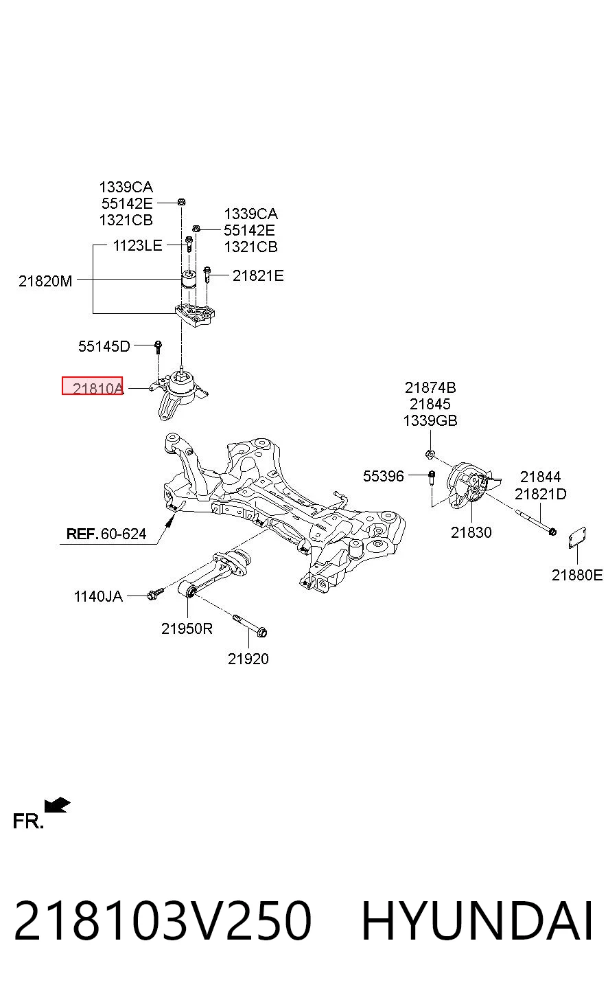 218103V250 Hyundai/Kia Правая подушка двигателя