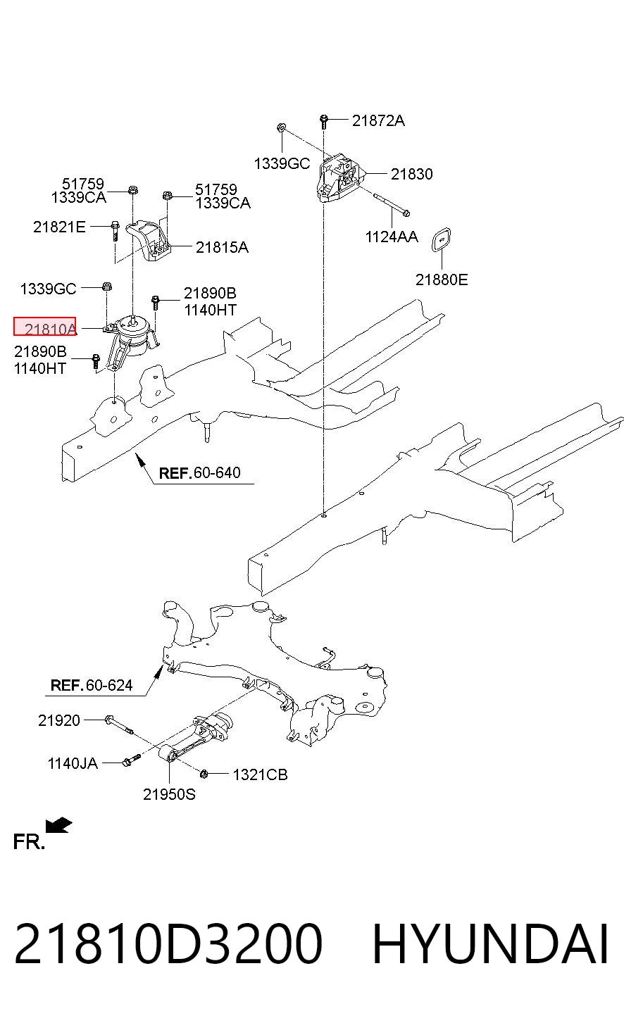 21810D3200 Hyundai/Kia Правая подушка двигателя