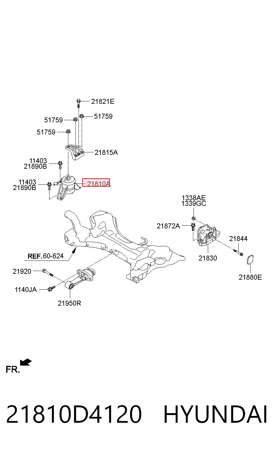 21810D4120 Hyundai/Kia Правая подушка двигателя