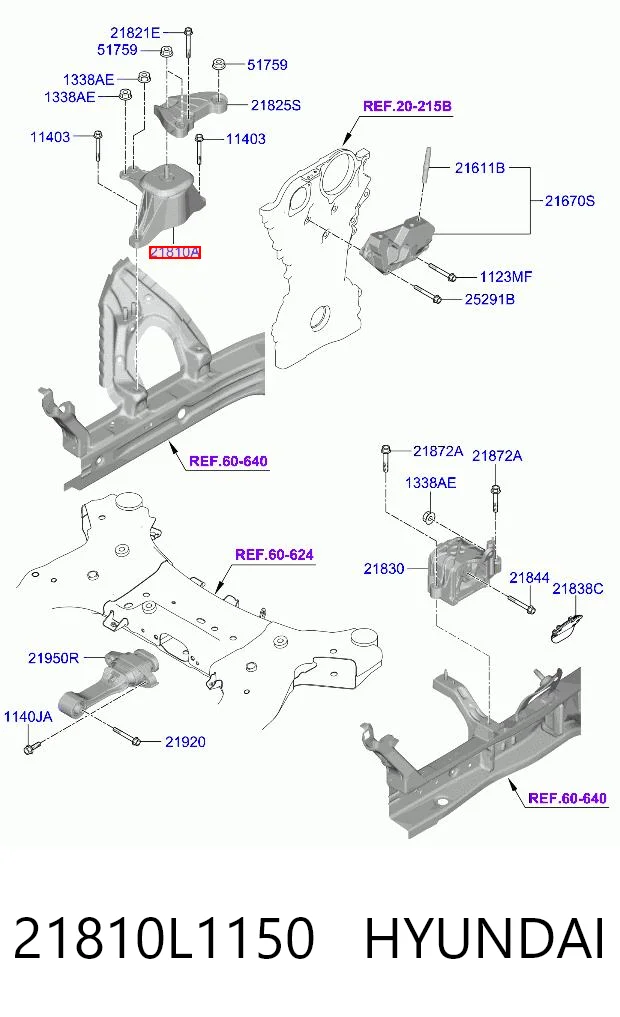 21810L1150 Hyundai/Kia Правая подушка двигателя