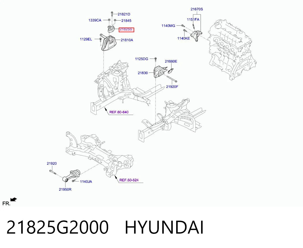 21825G2000 Hyundai/Kia Кронштейн подушки (опоры) двигателя правой