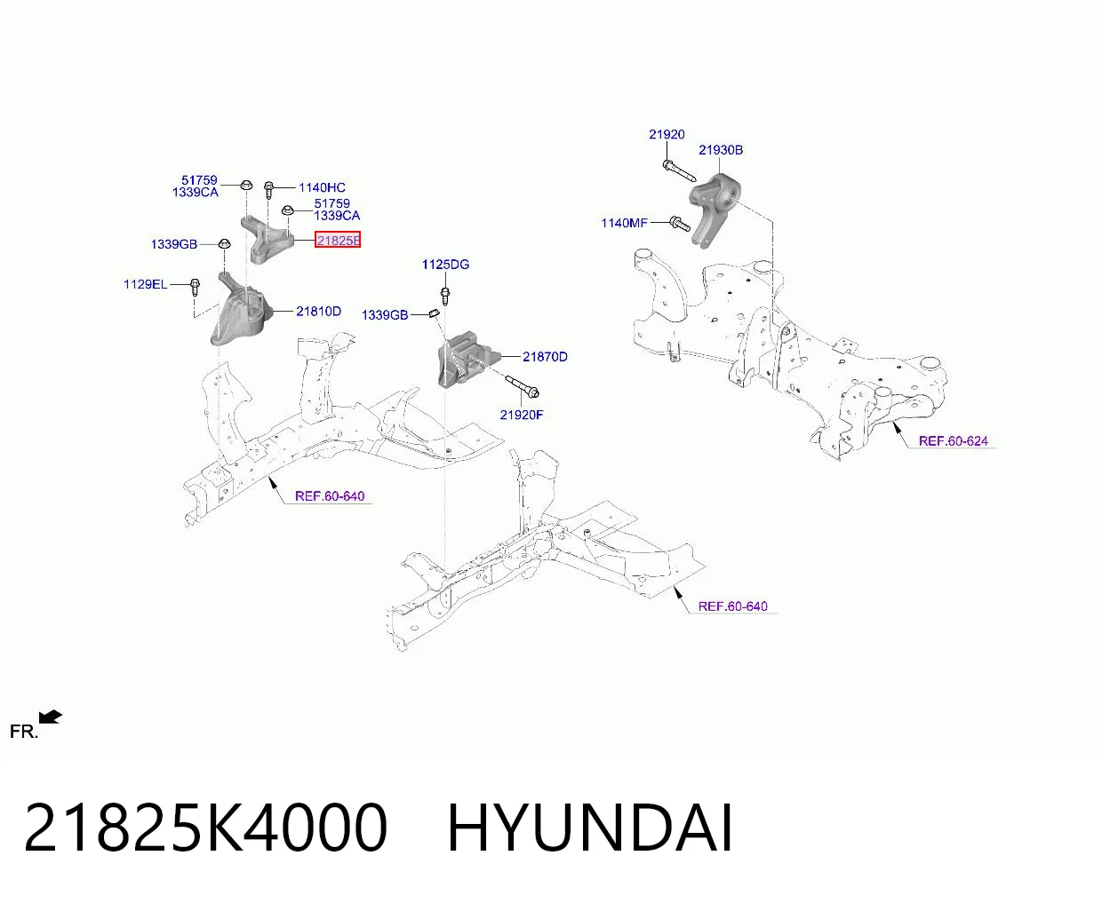 21825K4000 Hyundai/Kia Кронштейн подушки (опоры) двигателя правой