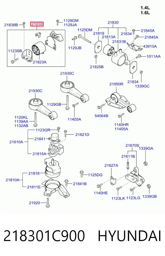 218301C900 Hyundai/Kia Подушка (опора) двигателя, левая