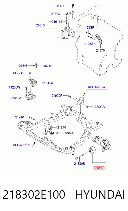 218302E100 Hyundai/Kia Подушка (опора) двигателя, левая