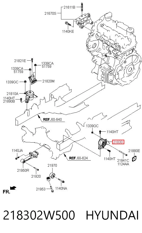 218302W500 Hyundai/Kia Подушка (опора) двигателя, левая