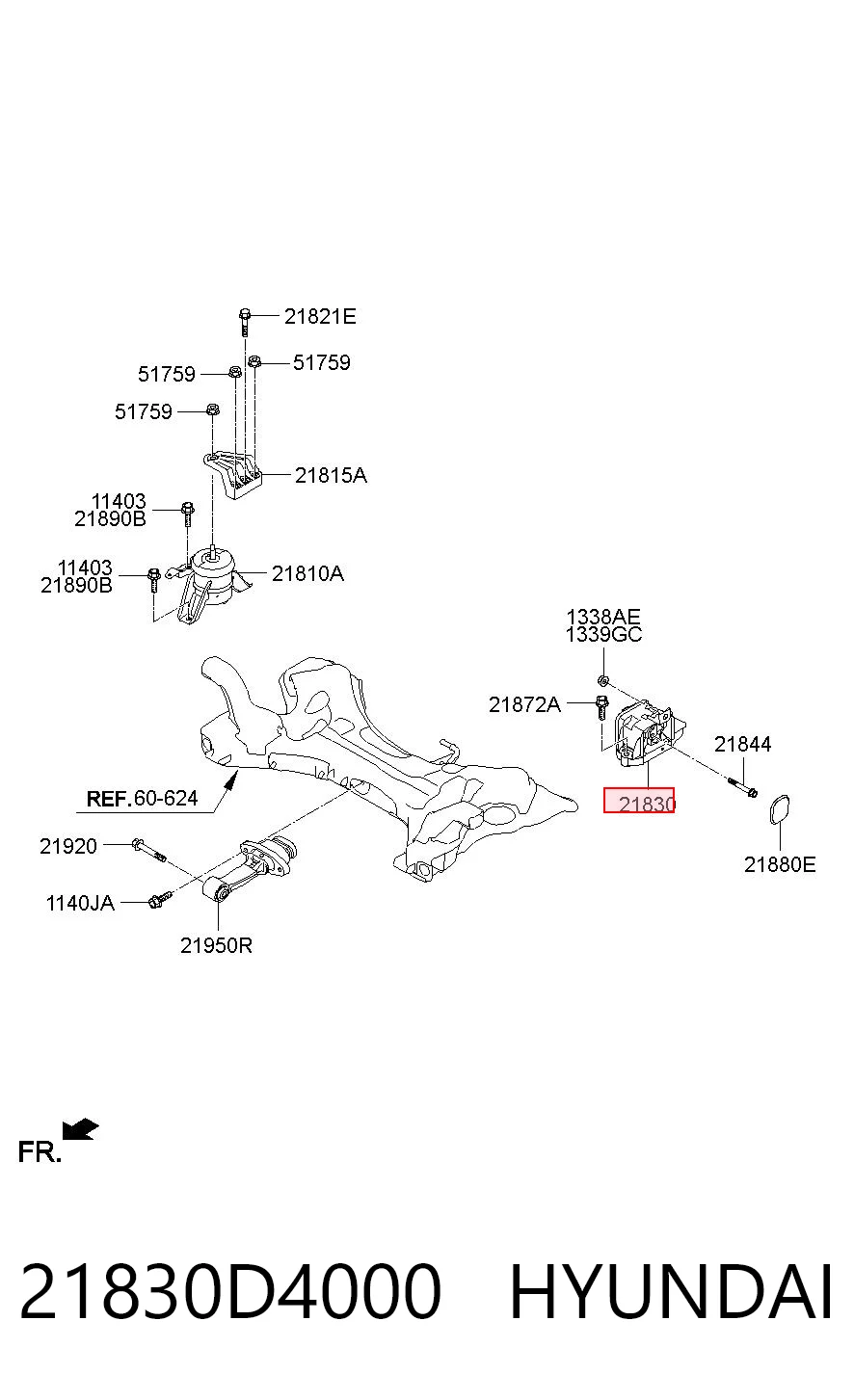 21830D4000 Hyundai/Kia Подушка (опора) двигателя, левая