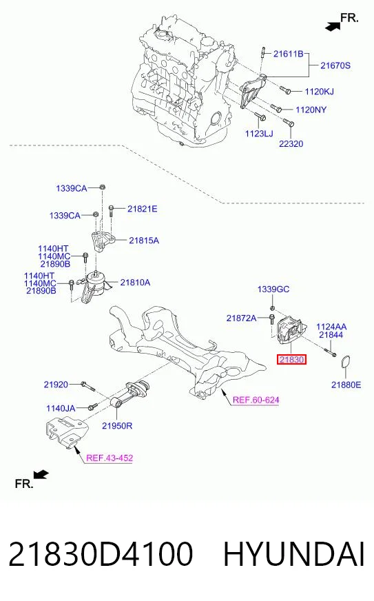 21830D4100 Hyundai/Kia Подушка (опора) двигателя, левая