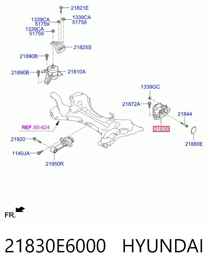 21830E6000 Hyundai/Kia Подушка (опора) двигателя, левая