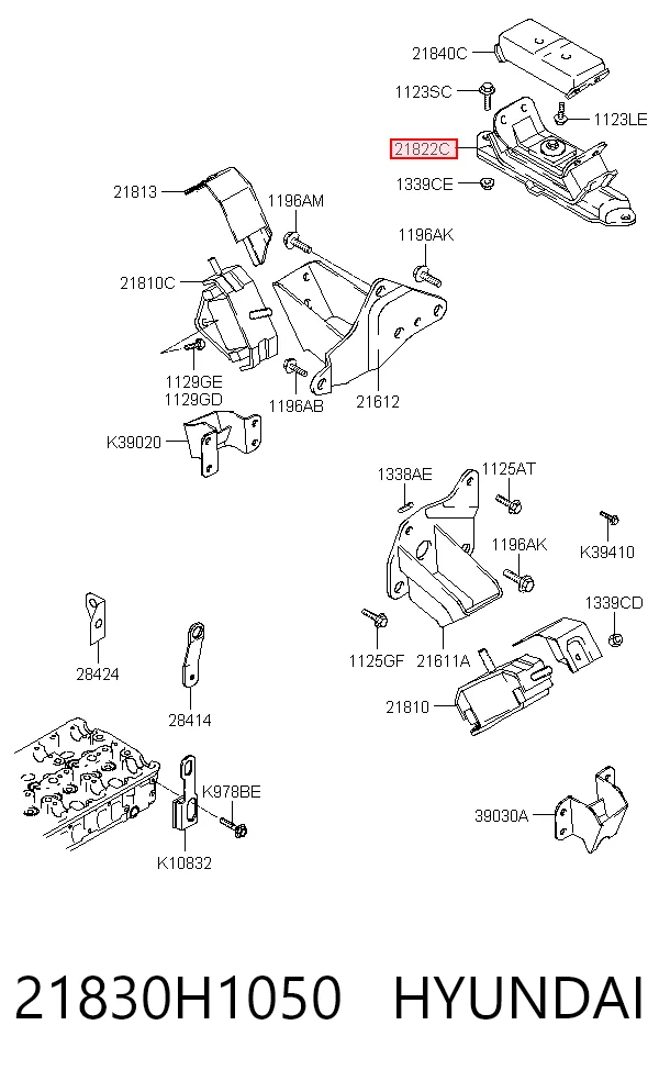 21830H1050 Hyundai/Kia Задняя подушка двигателя