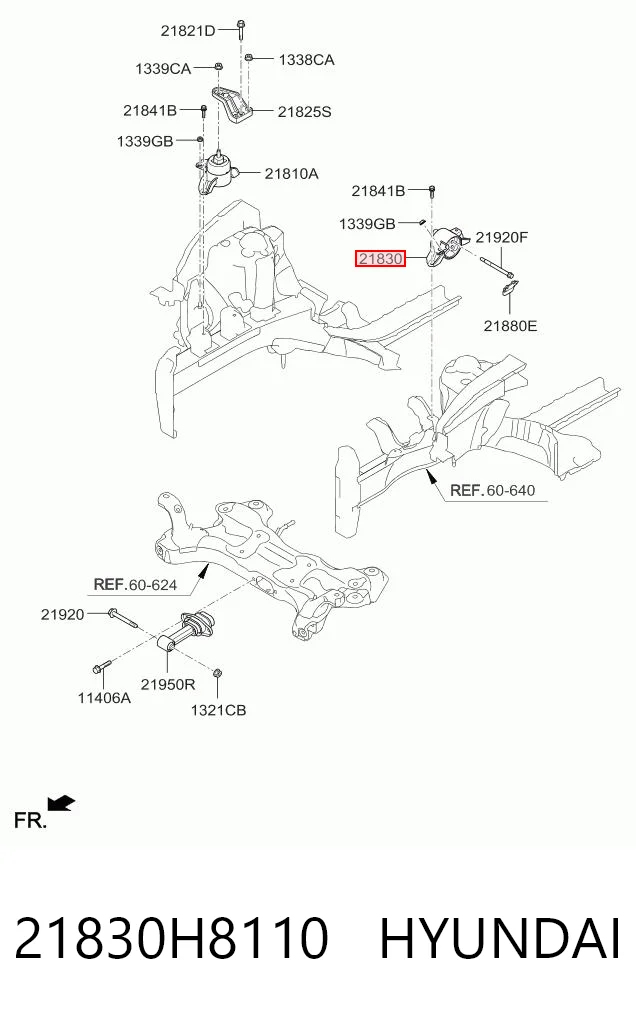 21830H8110 Hyundai/Kia Подушка (опора) двигателя, левая