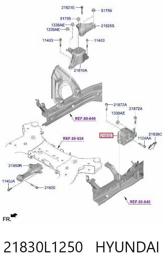21830L1250 Hyundai/Kia Подушка (опора) двигателя, левая
