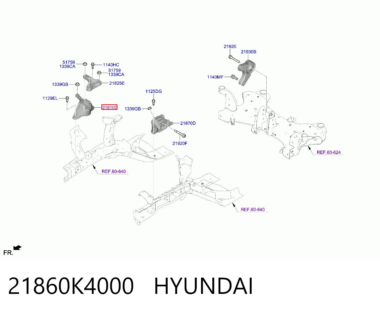 21860K4000 Hyundai/Kia Правая подушка двигателя