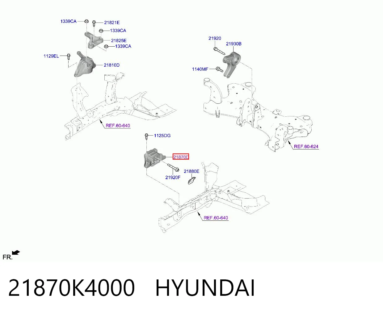 21870K4000 Hyundai/Kia Подушка (опора) двигателя, левая