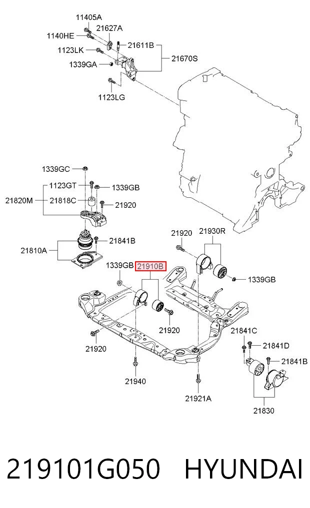 219101G050 Hyundai/Kia Подушка (опора) двигателя левая передняя