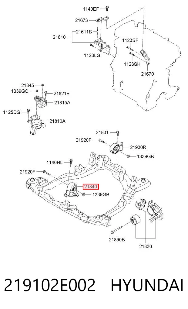 219102E002 Hyundai/Kia Подушка передней опоры двигателя