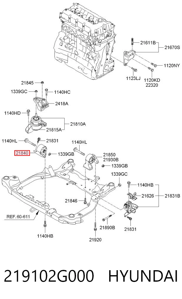 219102G000 Hyundai/Kia Подушка передней опоры двигателя