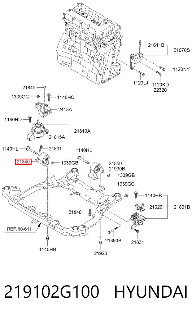 219102G100 Hyundai/Kia Подушка передней опоры двигателя