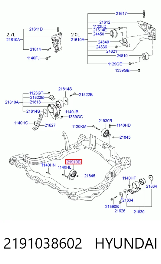 2191038602 Hyundai/Kia Подушка передней опоры двигателя