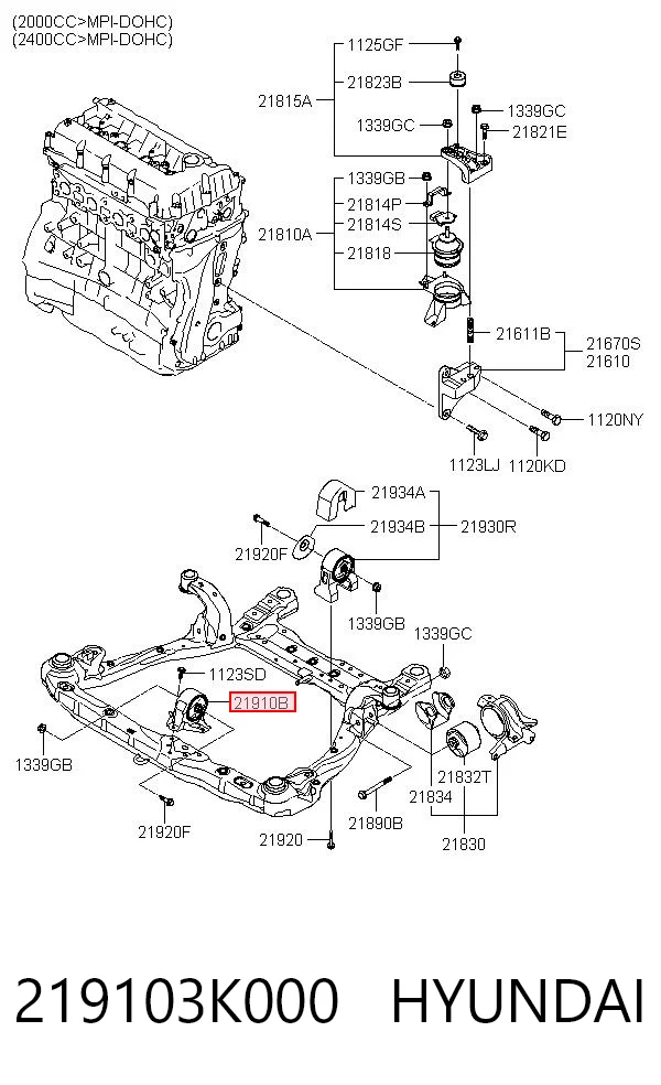 219103K000 Hyundai/Kia Подушка передней опоры двигателя