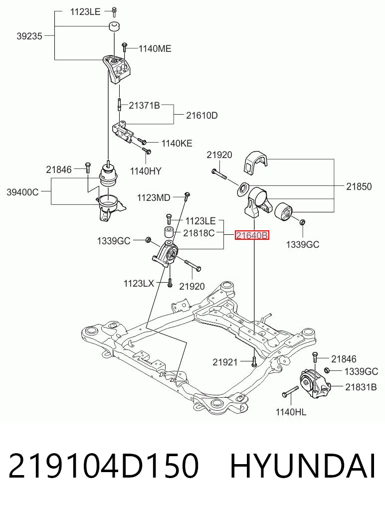 219104D150 Hyundai/Kia Подушка передней опоры двигателя
