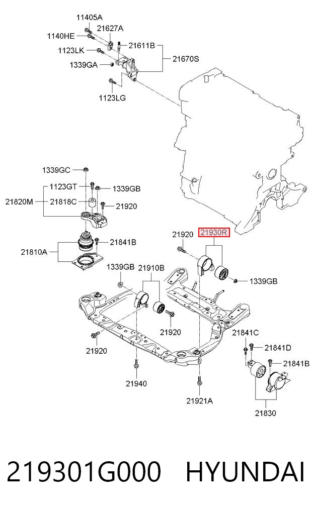 219301G000 Hyundai/Kia Задняя подушка двигателя