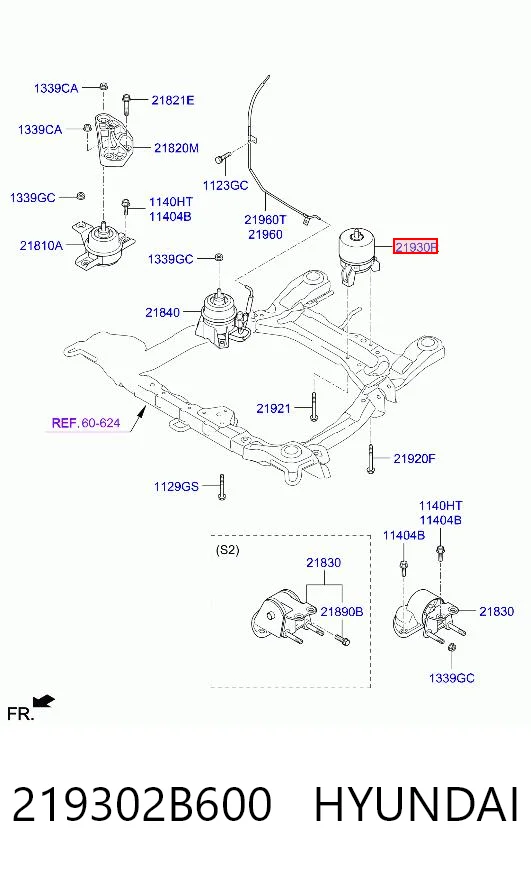 219302B600 Hyundai/Kia Задняя подушка двигателя