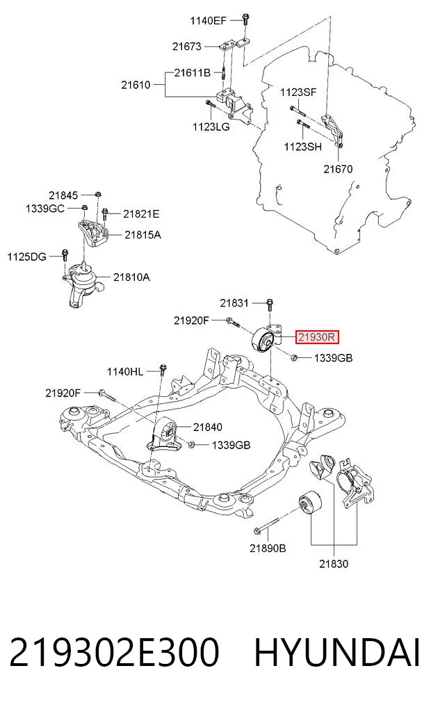 219302E300 Hyundai/Kia Задняя подушка двигателя