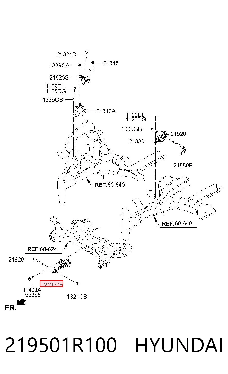 219501R100 Hyundai/Kia Задняя подушка двигателя