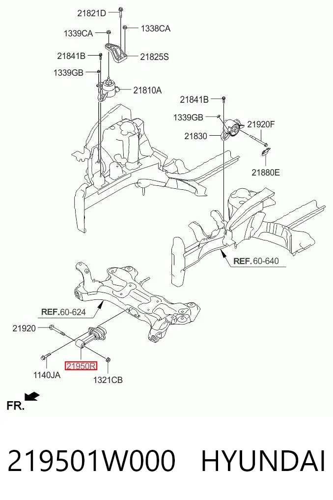 219501W000 Hyundai/Kia Опора двигателя, левая/правая