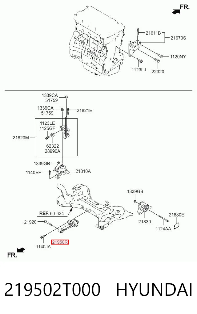 219502T000 Hyundai/Kia Подушка передней опоры двигателя
