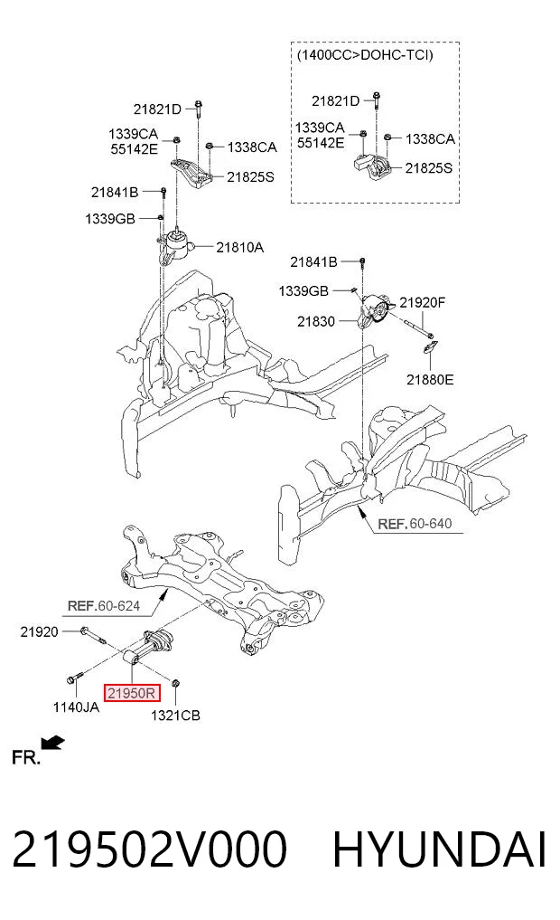 219502V000 Hyundai/Kia Подушка (опора) двигателя, нижняя