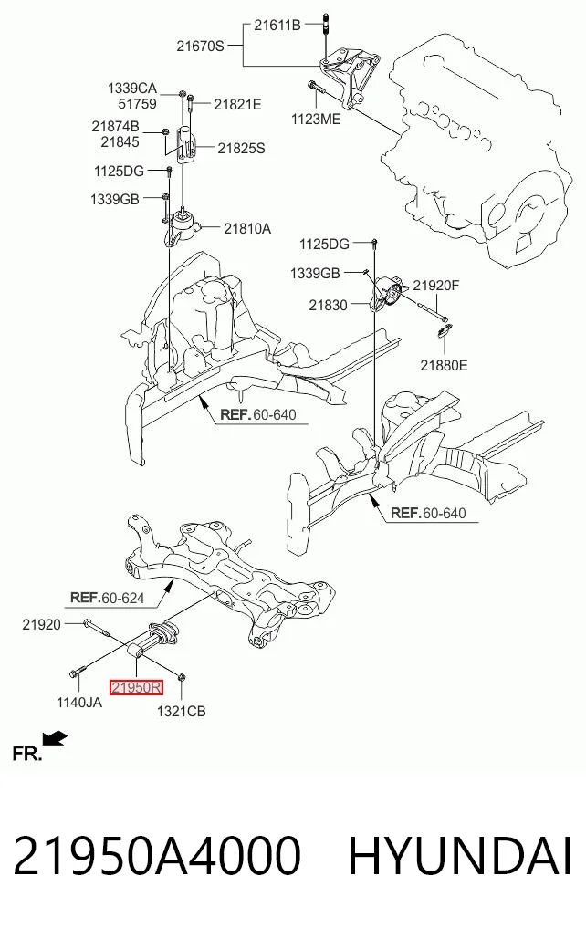 21950A4000 Hyundai/Kia Подушка передней опоры двигателя