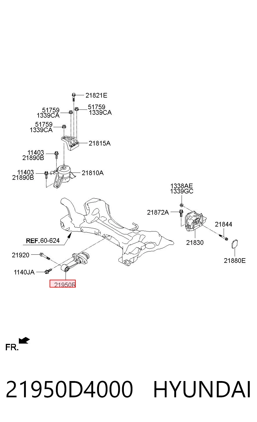 21950D4000 Hyundai/Kia Подушка передней опоры двигателя