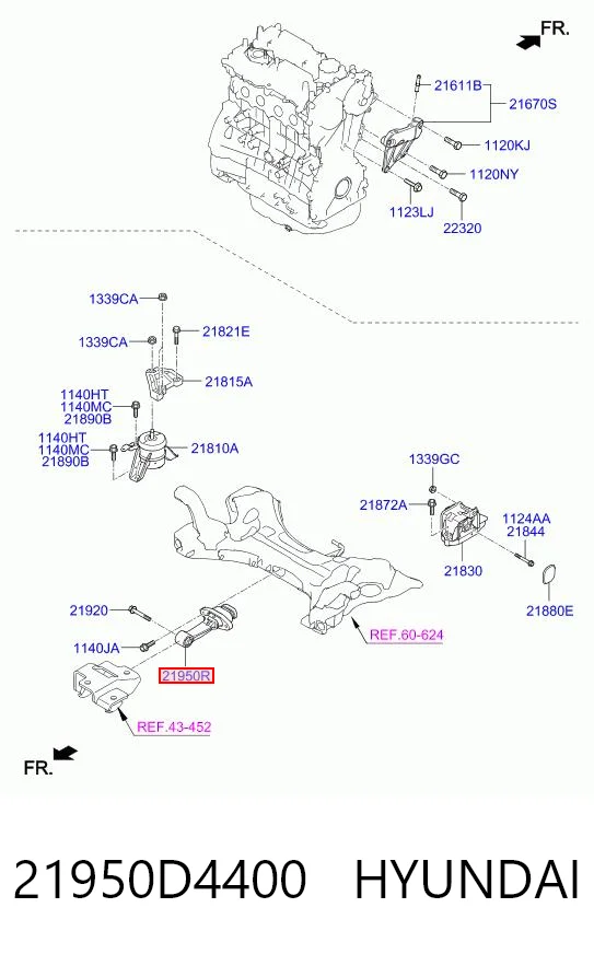 21950D4400 Hyundai/Kia Подушка передней опоры двигателя