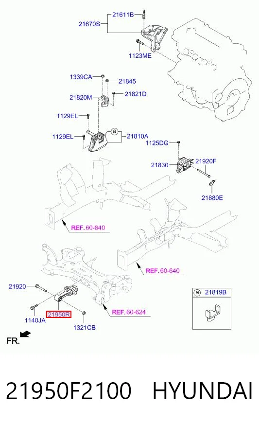 21950F2100 Hyundai/Kia Подушка передней опоры двигателя