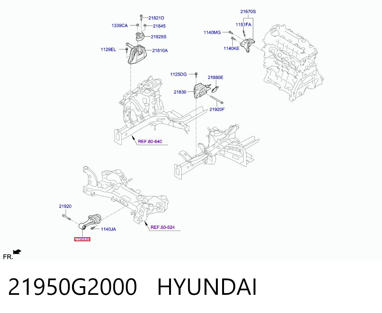 21950G2000 Hyundai/Kia Задняя подушка двигателя