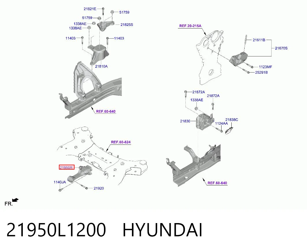 21950L1200 Hyundai/Kia Подушка передней опоры двигателя