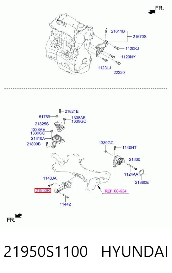 21950S1100 Hyundai/Kia Подушка передней опоры двигателя