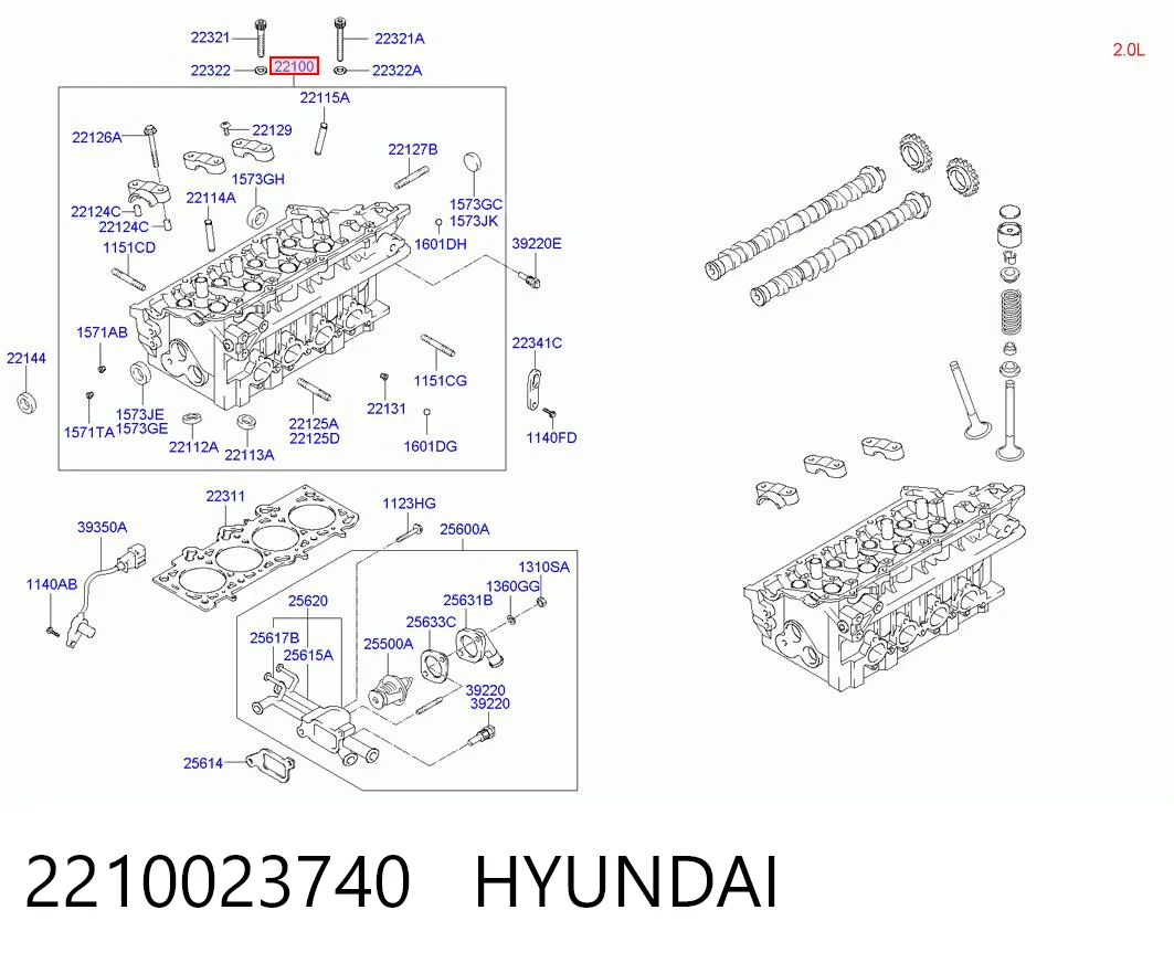 2210023740 Hyundai/Kia Головка блока цилиндров