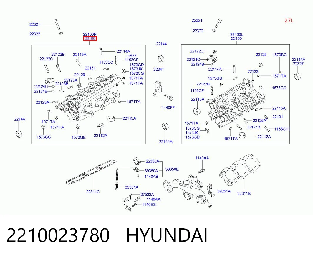 2210023780 Hyundai/Kia Головка блока цилиндров